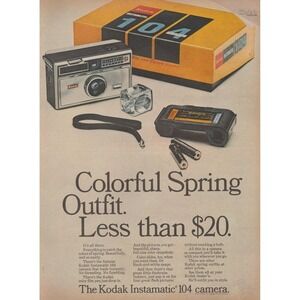 1967 Kodak Vintage Print Ad Instamatic 104 Camera Flash Film Retro Photography